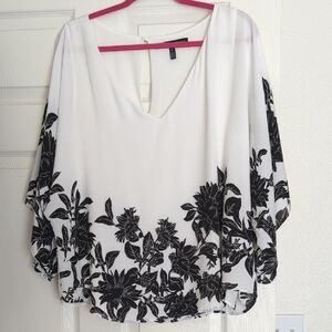 Elegant Black and White Floral Women's Top